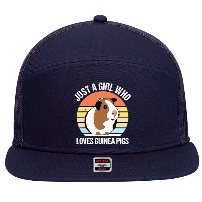 Just A Girl Who Loves Guinea Pigs Vintage Guinea Pig 7 Panel Mesh Trucker Snapback Hat