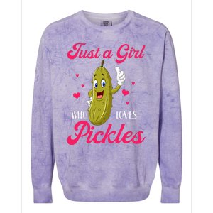 Just A Girl Who Loves Pickles Vegan Colorblast Crewneck Sweatshirt