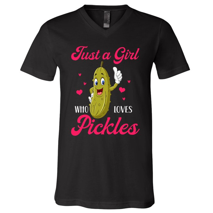 Just A Girl Who Loves Pickles Vegan V-Neck T-Shirt