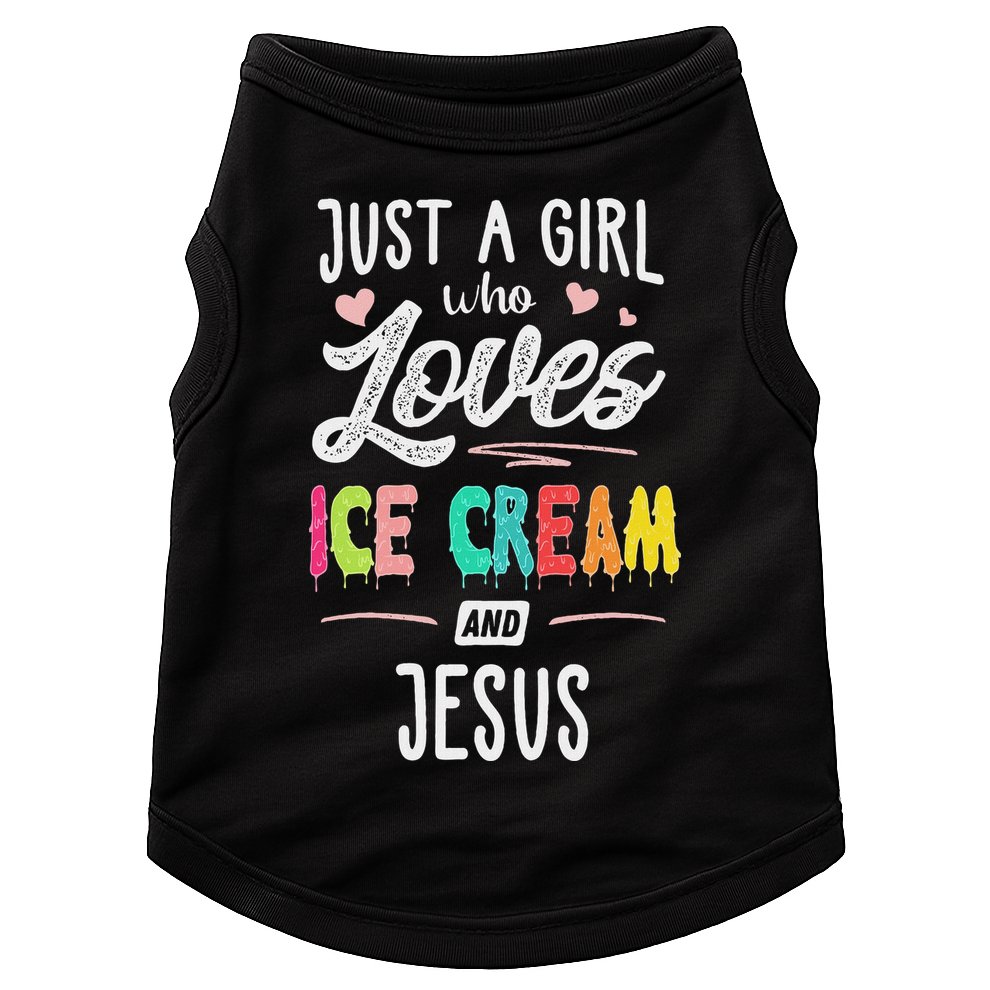 Just A Girl Who Loves Ice Cream And Jesus Gift Women Doggie Tank
