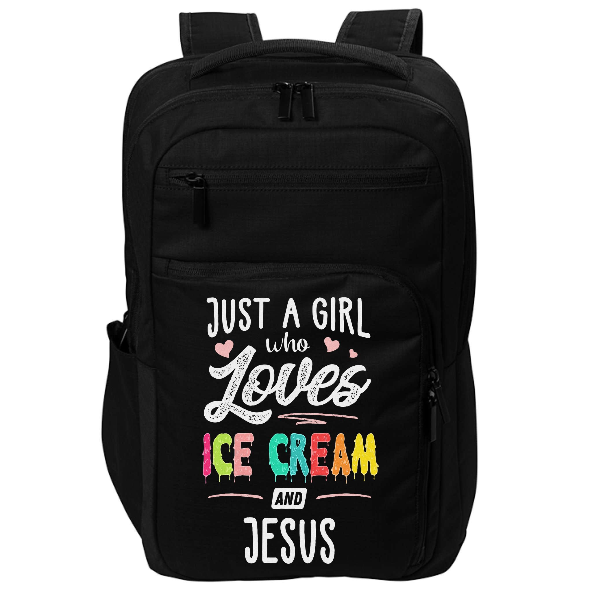 Just A Girl Who Loves Ice Cream And Jesus Gift Women Impact Tech Backpack