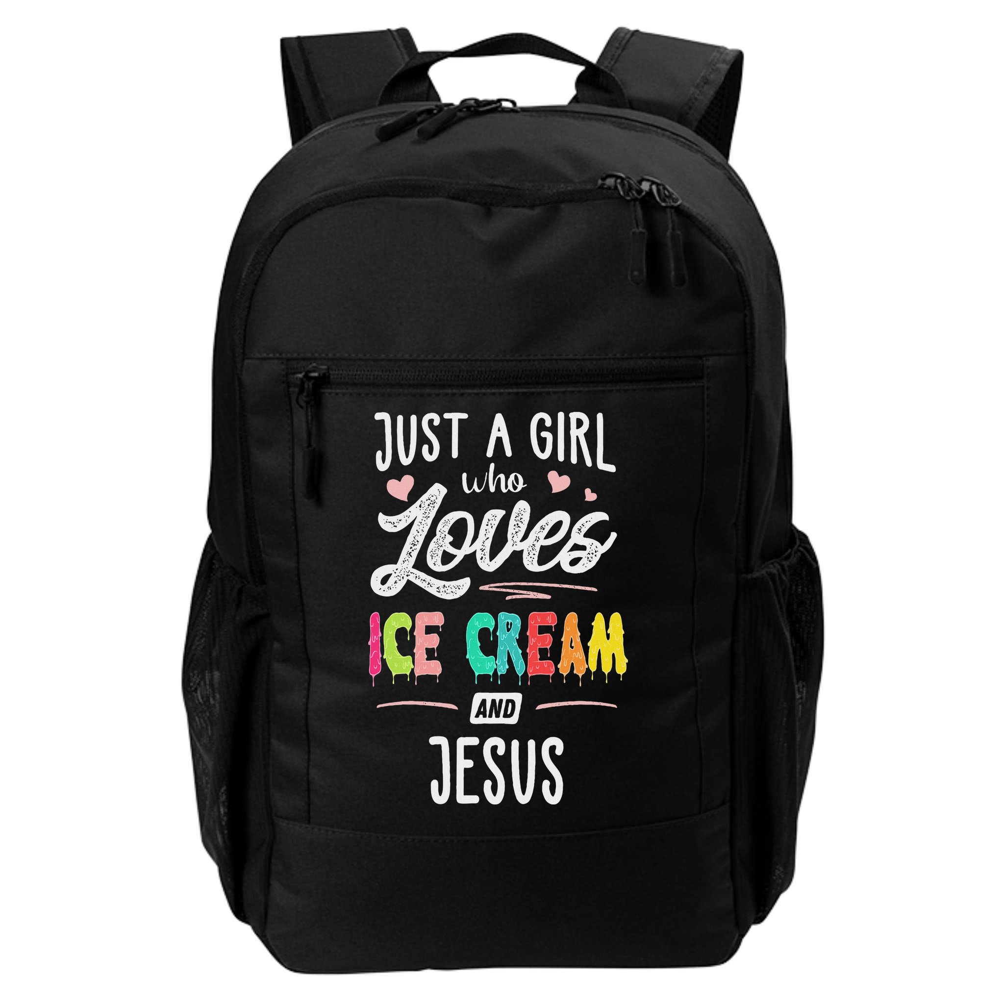 Just A Girl Who Loves Ice Cream And Jesus Gift Women Backpack