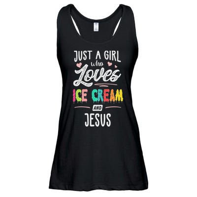 Just A Girl Who Loves Ice Cream And Jesus Gift Women Ladies Essential Flowy Tank
