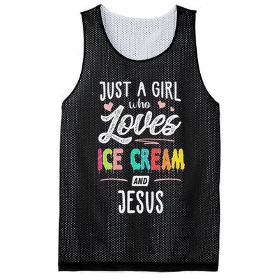 Just A Girl Who Loves Ice Cream And Jesus Gift Women Mesh Reversible Basketball Jersey Tank