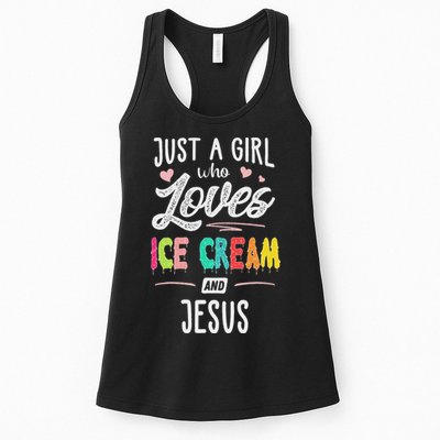 Just A Girl Who Loves Ice Cream And Jesus Gift Women Womens Tank Top
