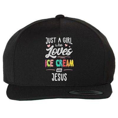Just A Girl Who Loves Ice Cream And Jesus Gift Women Wool Snapback Cap