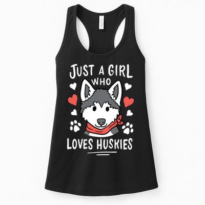 Just A Girl Who Loves Huskies Gift Husky Dog Lover Womens Tank Top