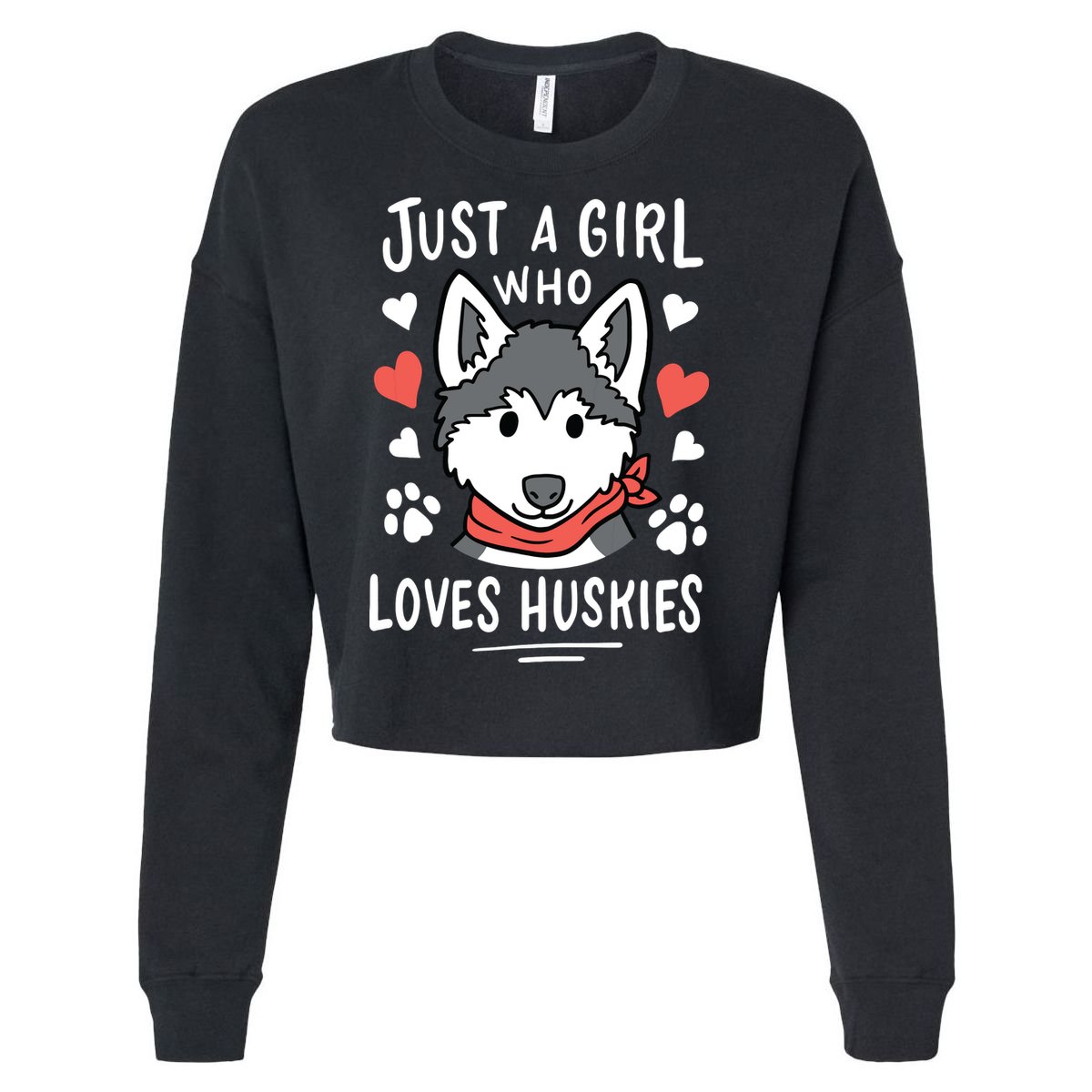 Just A Girl Who Loves Huskies Gift Husky Dog Lover Cropped Pullover Crew