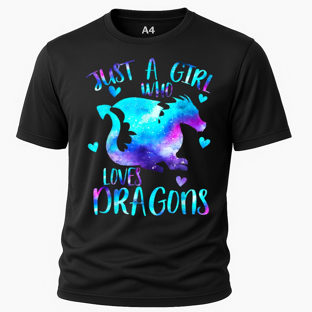 Just A Girl Who Loves Dragons Galaxy Space Dragon Cute Gift For Girls Cooling Performance Crew T-Shirt