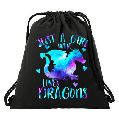 Just A Girl Who Loves Dragons Galaxy Space Dragon Cute Gift For Girls Drawstring Bag