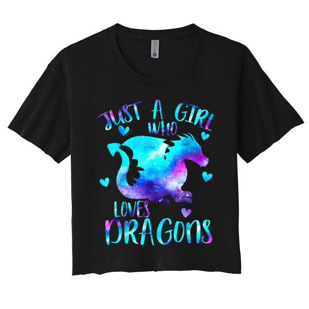 Just A Girl Who Loves Dragons Galaxy Space Dragon Cute Gift For Girls Crop Top