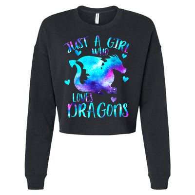 Just A Girl Who Loves Dragons Galaxy Space Dragon Cute Gift For Girls Cropped Pullover Crew