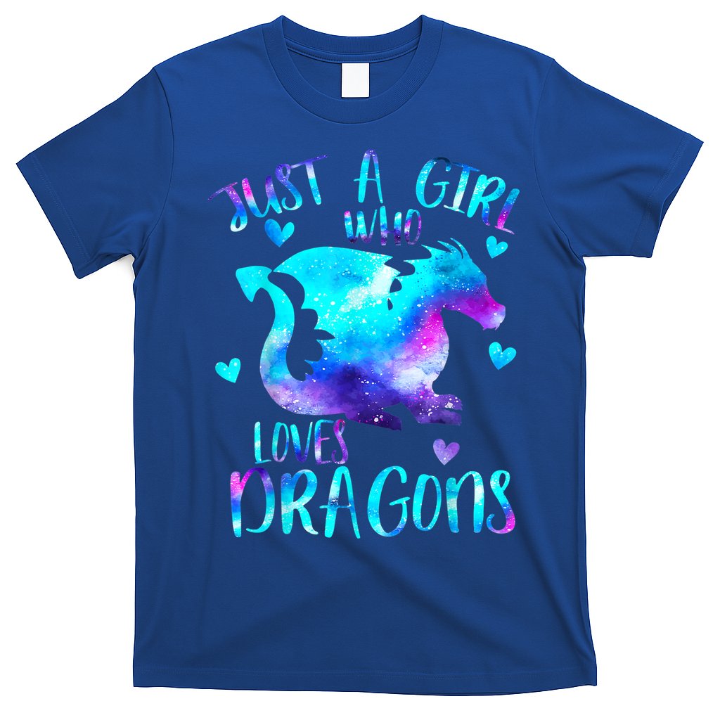Just A Girl Who Loves Dragons Galaxy Space Dragon Cute Gift For Girls T-Shirt