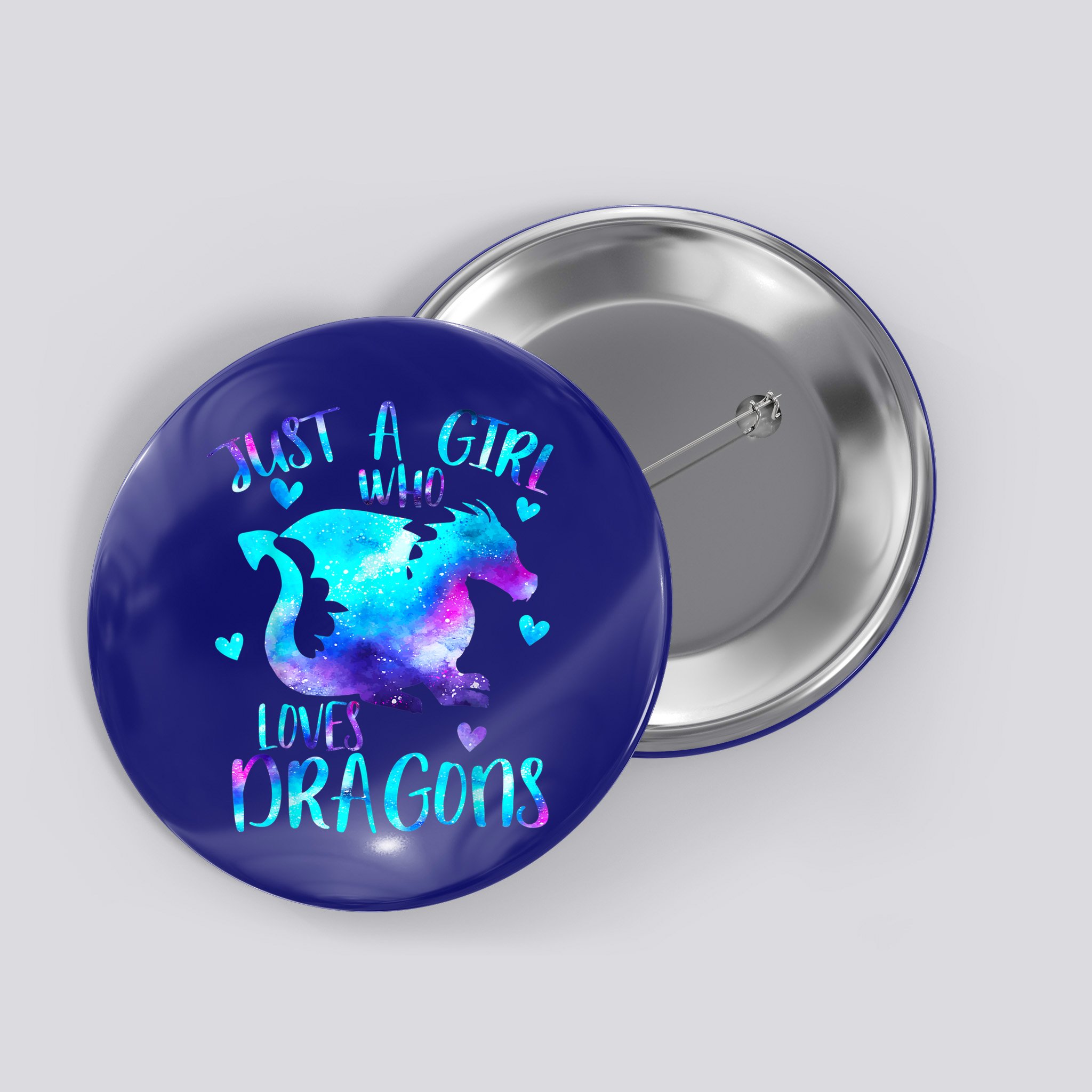 Just A Girl Who Loves Dragons Galaxy Space Dragon Cute Gift For Girls Button