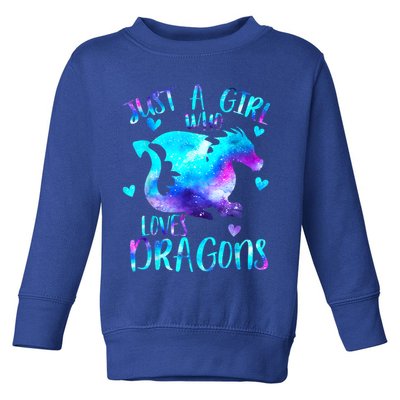 Just A Girl Who Loves Dragons Galaxy Space Dragon Cute Gift For Girls Toddler Sweatshirt