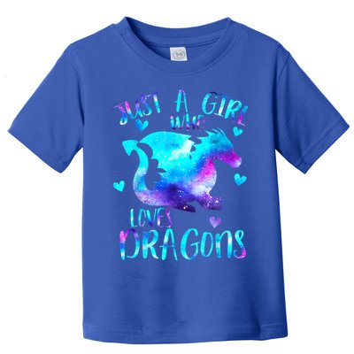 Just A Girl Who Loves Dragons Galaxy Space Dragon Cute Gift For Girls Toddler T-Shirt