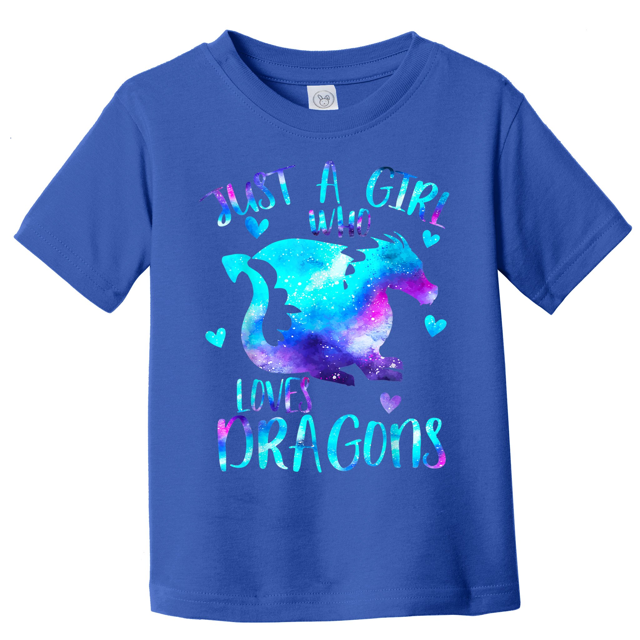 Just A Girl Who Loves Dragons Galaxy Space Dragon Cute Gift For Girls Toddler T-Shirt