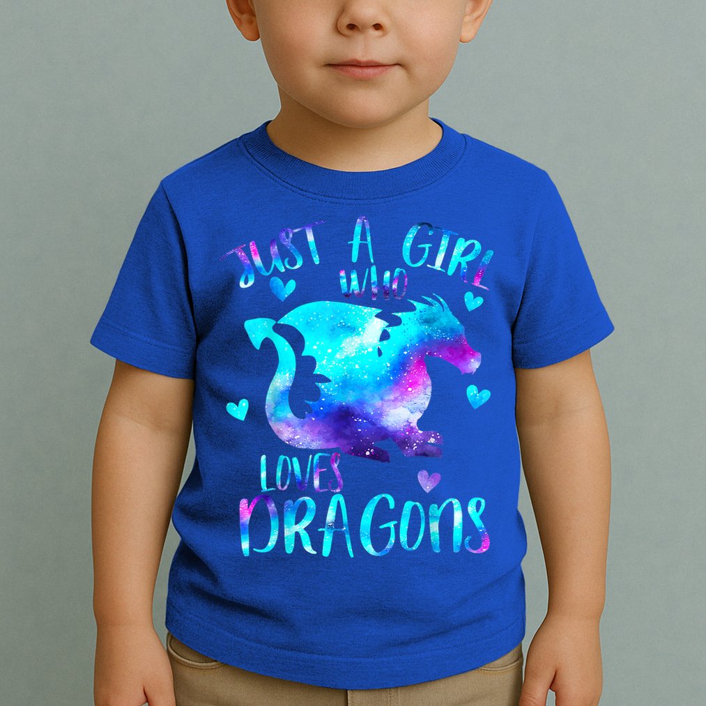 Just A Girl Who Loves Dragons Galaxy Space Dragon Cute Gift For Girls Toddler T-Shirt