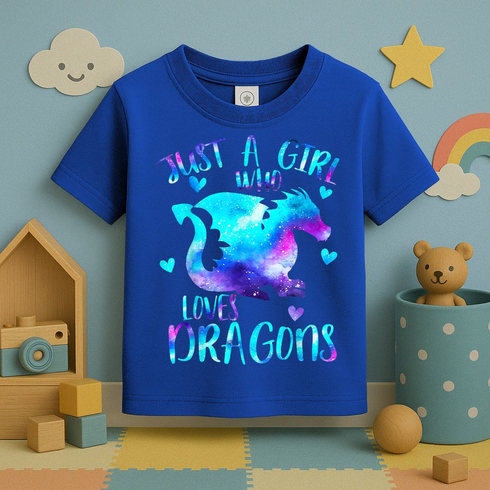 Just A Girl Who Loves Dragons Galaxy Space Dragon Cute Gift For Girls Toddler T-Shirt
