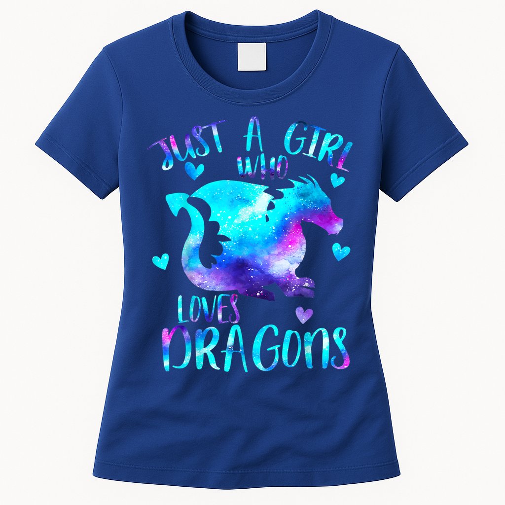 Just A Girl Who Loves Dragons Galaxy Space Dragon Cute Gift For Girls Womens T-Shirt