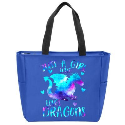 Just A Girl Who Loves Dragons Galaxy Space Dragon Cute Gift For Girls Zip Tote Bag