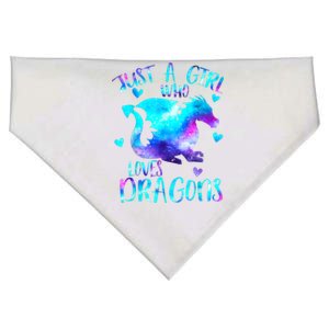 Just A Girl Who Loves Dragons Galaxy Space Dragon Cute Gift For Girls USA-Made Doggie Bandana