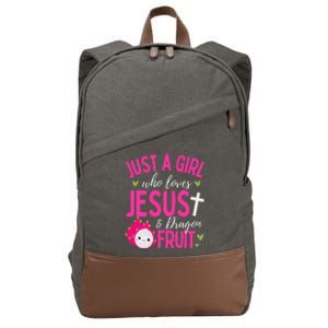 Just A Girl Who Loves Jesus And Dragon Fruit Christian Kawai Cotton Canvas Backpack