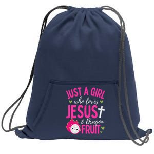 Just A Girl Who Loves Jesus And Dragon Fruit Christian Kawai Sweatshirt Cinch Pack Bag