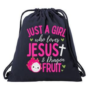 Just A Girl Who Loves Jesus And Dragon Fruit Christian Kawai Drawstring Bag