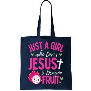 Just A Girl Who Loves Jesus And Dragon Fruit Christian Kawai Tote Bag