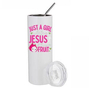 Just A Girl Who Loves Jesus And Dragon Fruit Christian Kawai Stainless Steel Tumbler