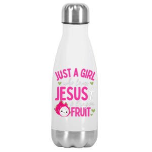 Just A Girl Who Loves Jesus And Dragon Fruit Christian Kawai Stainless Steel Insulated Water Bottle