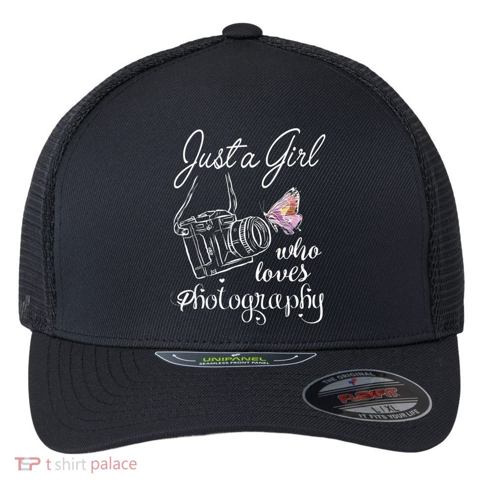 Just A Girl Who Loves Photography Photographer Gift Flexfit Unipanel Trucker Cap