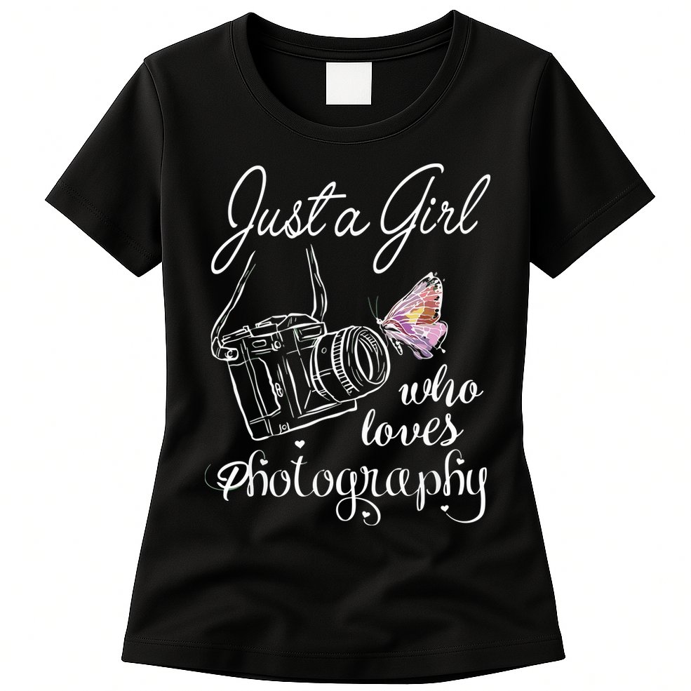 Just A Girl Who Loves Photography Photographer Gift Womens T-Shirt