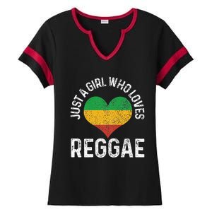 Just A Girl Who Loves Reggae Music Rastafari Rasta Gift Ladies Halftime Notch Neck Tee