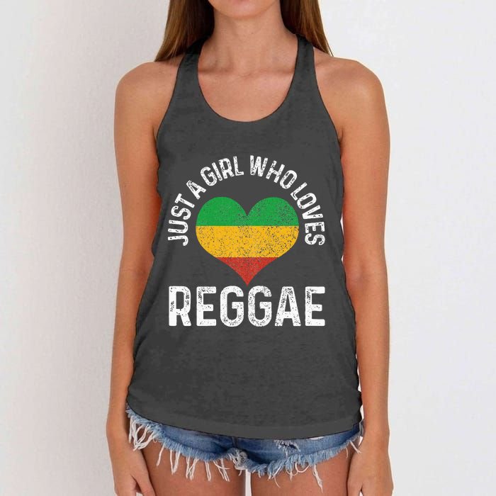 Just A Girl Who Loves Reggae Music Rastafari Rasta Gift Women's Knotted Racerback Tank