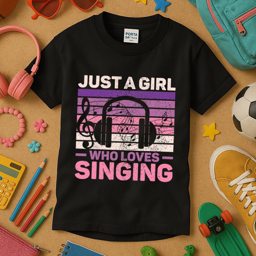 Just A Girl Who Loves Singing Women Music Lovers Singer Kids T-Shirt