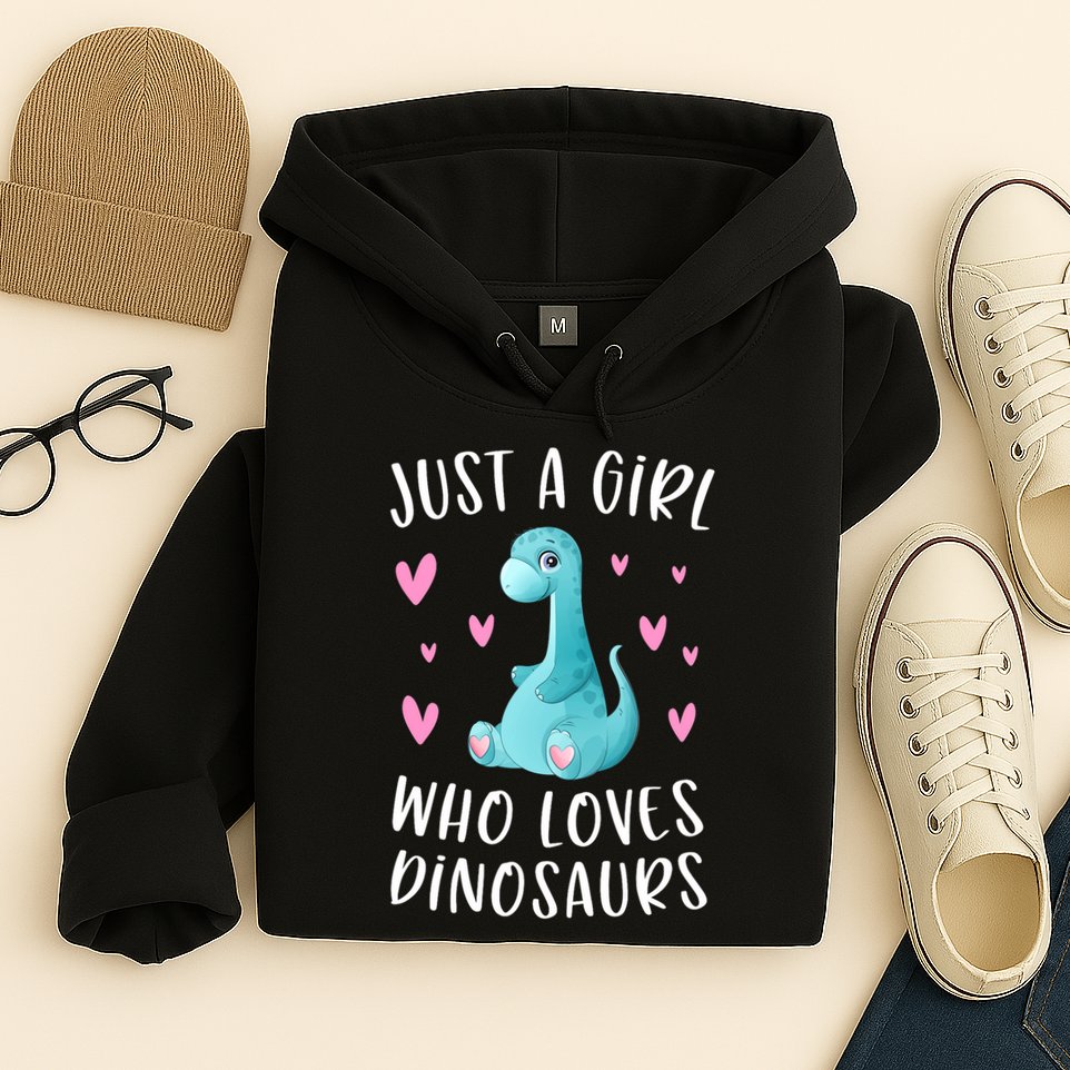 Just A Girl Who Loves Dinosaurs Cute Dinosaur Dino Lover Hoodie