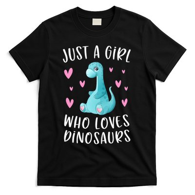 Just A Girl Who Loves Dinosaurs Cute Dinosaur Dino Lover T-Shirt