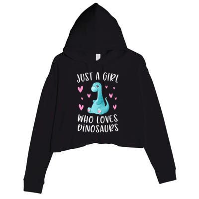Just A Girl Who Loves Dinosaurs Cute Dinosaur Dino Lover Crop Fleece Hoodie