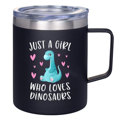 Just A Girl Who Loves Dinosaurs Cute Dinosaur Dino Lover 12oz Stainless Steel Coffee Mug