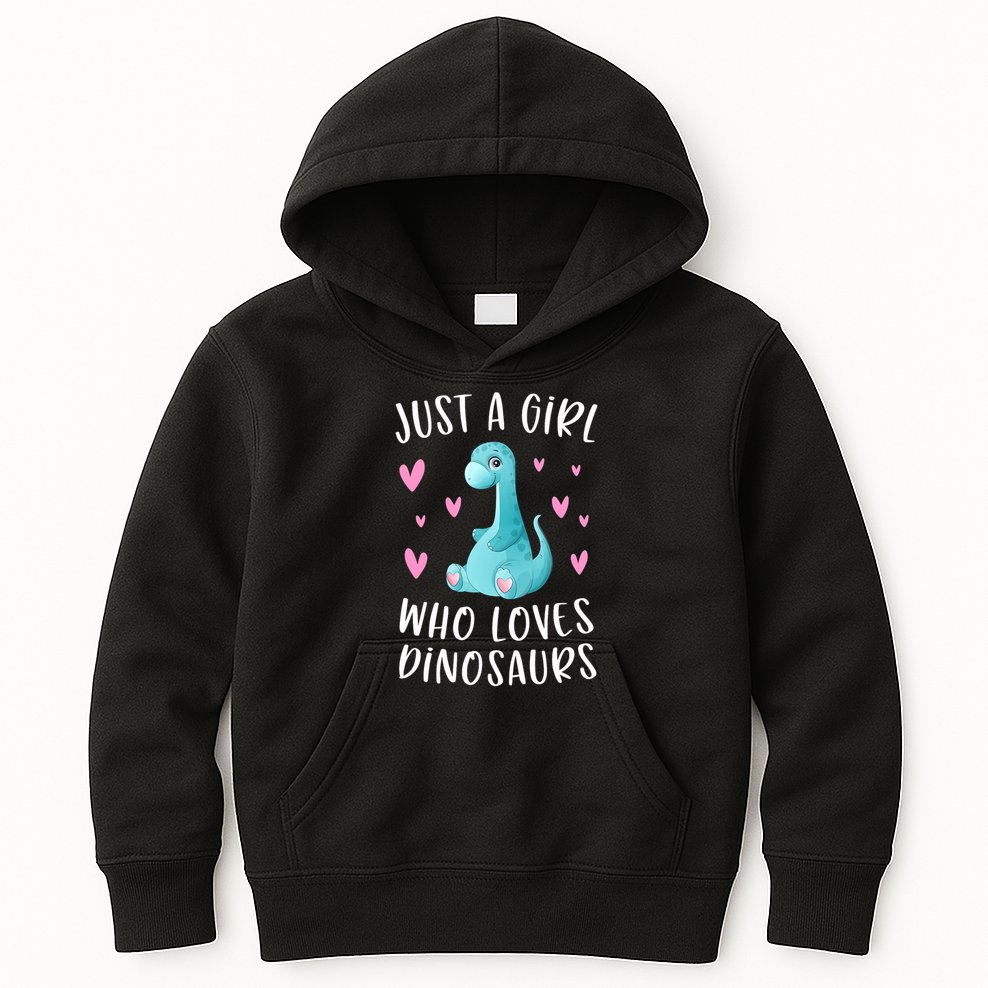 Just A Girl Who Loves Dinosaurs Cute Dinosaur Dino Lover Kids Hoodie