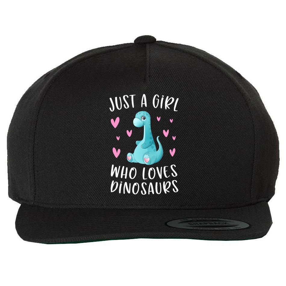 Just A Girl Who Loves Dinosaurs Cute Dinosaur Dino Lover Wool Snapback Cap