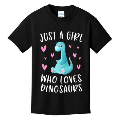 Just A Girl Who Loves Dinosaurs Cute Dinosaur Dino Lover Kids T-Shirt