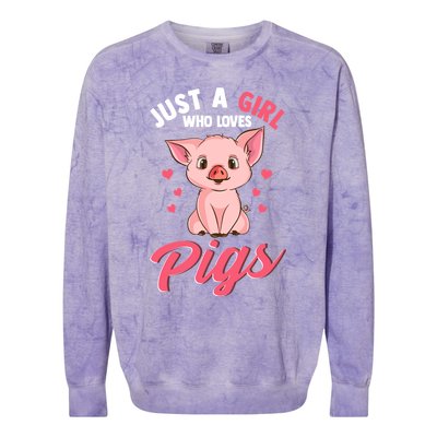 Just A Girl Who Loves Pigs Hog Lover Cute Farmer Women Gift Colorblast Crewneck Sweatshirt