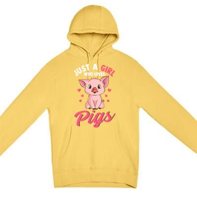 Just A Girl Who Loves Pigs Hog Lover Cute Farmer Women Gift Premium Pullover Hoodie