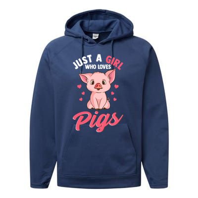 Just A Girl Who Loves Pigs Hog Lover Cute Farmer Women Gift Performance Fleece Hoodie