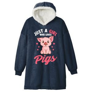 Just A Girl Who Loves Pigs Hog Lover Cute Farmer Women Gift Hooded Wearable Blanket