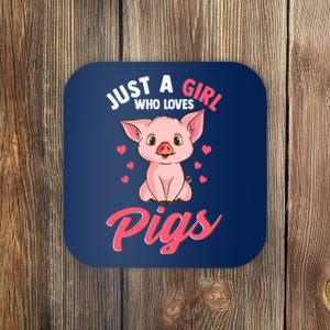 Just A Girl Who Loves Pigs Hog Lover Cute Farmer Women Gift Coaster