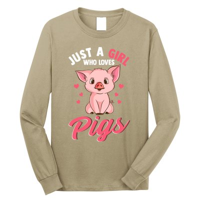 Just A Girl Who Loves Pigs Hog Lover Cute Farmer Women Gift Long Sleeve Shirt